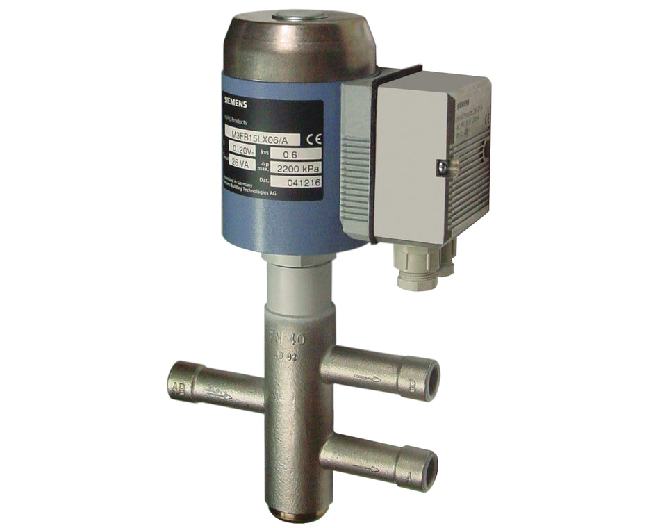Siemens M3FB32LX Magnetic Valve, 3-Way, Modulating, Solder Connections, PN40, DN32, Kvs 12, AC 24V