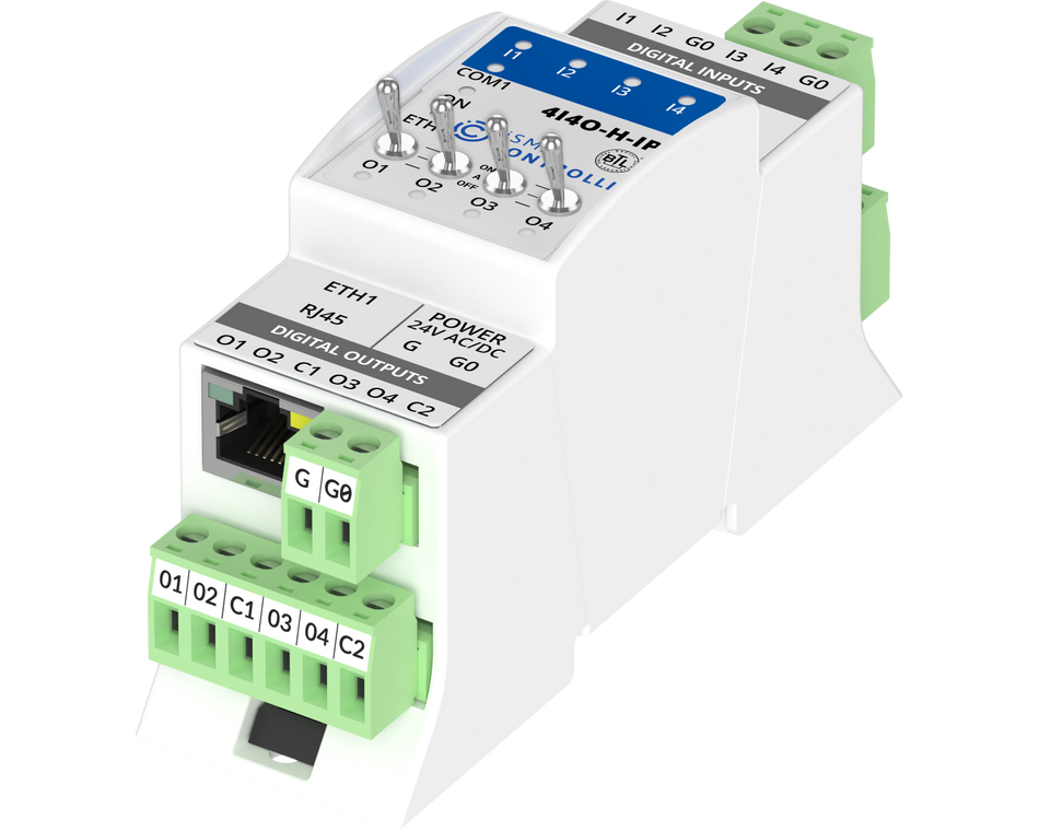 iSMA-B-4140-H-IP I/O module with Modbus TCP/IP (with built in Modbus Gateway to RS485) or BACnetIP communication