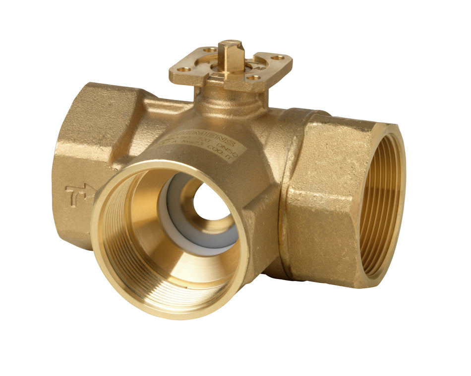 Siemens VBI60.50-73T Ball Valve, 3-Way, Internal Thread, PN40, DN50, Kvs 73 (Change-over - T)