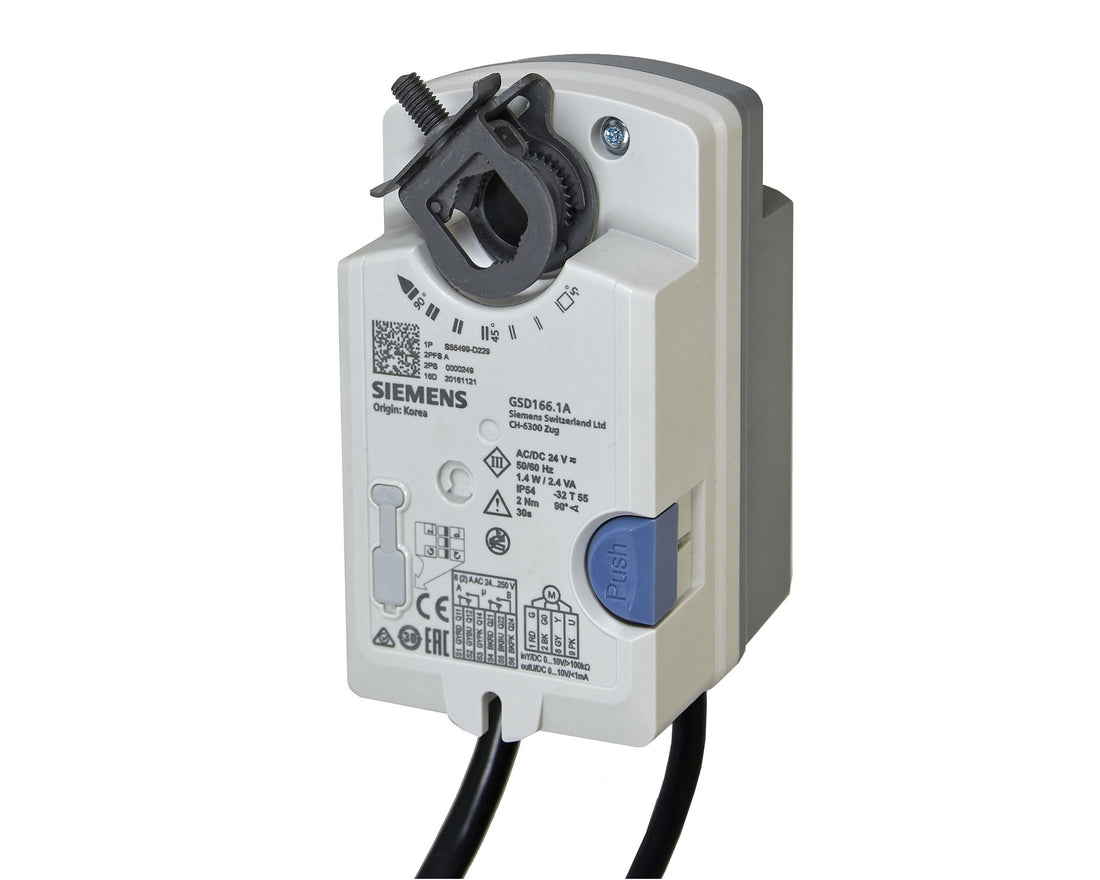Siemens GSD161.1A Damper Actuator, Rotary, 2Nm, AC/DC 24V, 0…10V, NSR ...