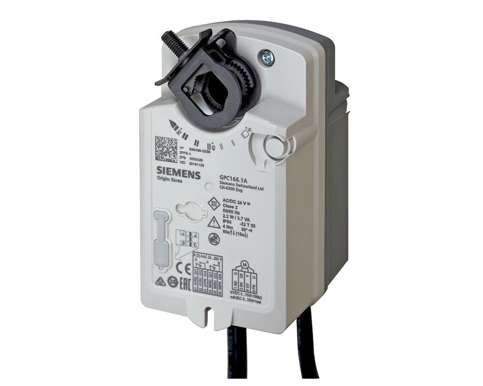 Siemens GPC166.1A Damper Actuator, Rotary, 4Nm, AC/DC 24V, 0/2…10V, SR, Dual Aux. Switches (S55499-D238)
