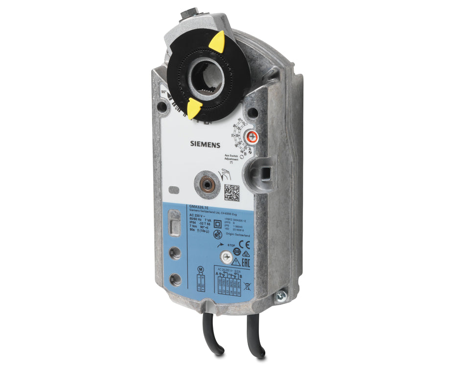 Siemens GMA326.1E Damper Actuator, Rotary, 7Nm, AC 230V, 2-Pos, SR, Dual Aux. switches