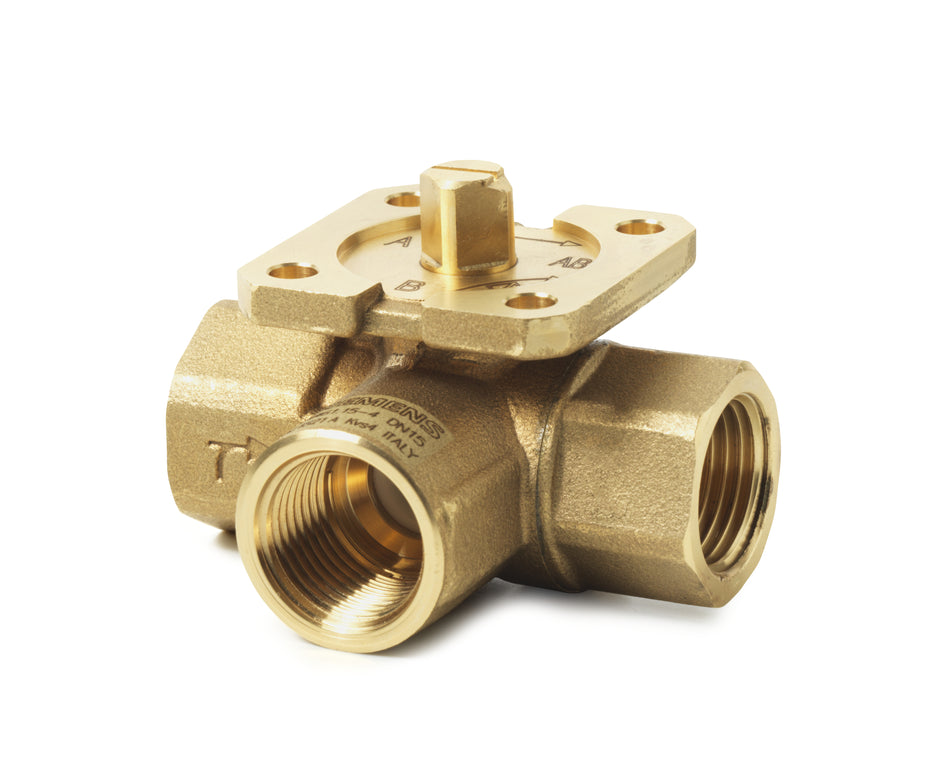 Siemens VBI61.15-4 Ball Valve, 3-Way, Internal Thread, PN40, DN15, Kvs 4