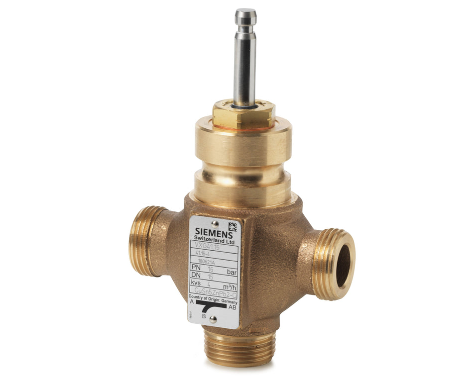 Siemens VXG41.15 Valve, 3-Way, External Thread, PN16, DN15, Kvs 4