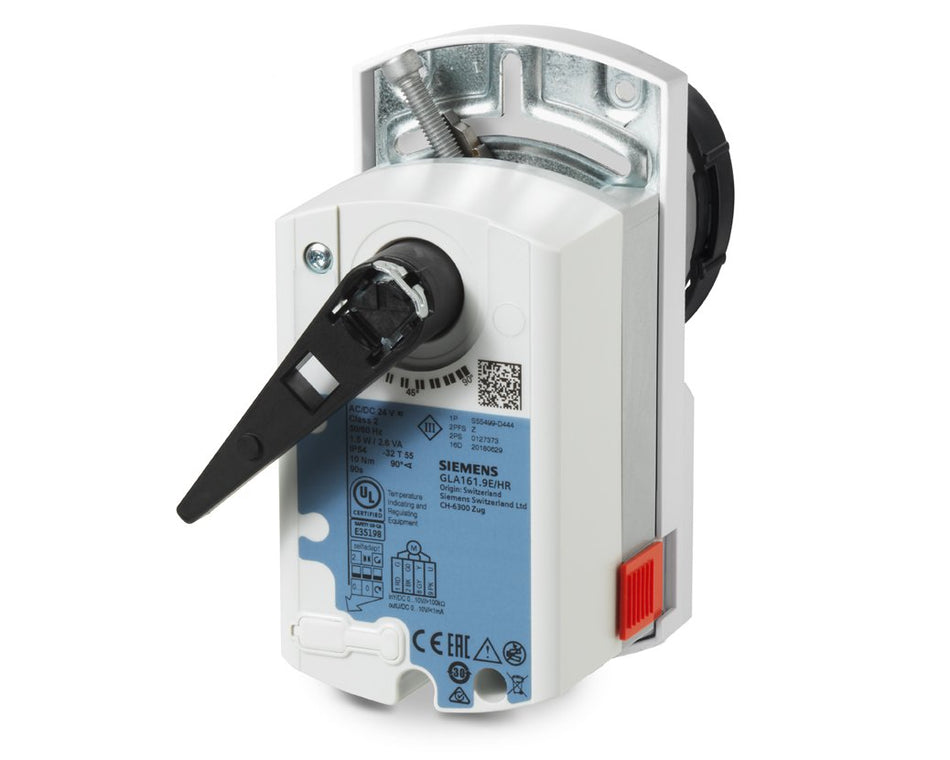 Siemens GLA161.9E/HR Rotary actuator for ball valves, AC/DC 24 V, 10 Nm, NSR, modulating 0…10 V Highly accurate positioning signal, only for use with Intelligent Valve EVG4U10E.. (S55499-D444)