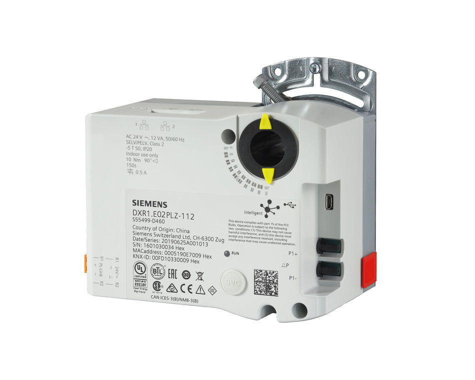 Siemens DXR1.E02PLZ-112 Compact, configurable room automation station and actuator combination, BACnet/IP, 24 V, pressure sensor, VAV011 VAV012 (S55499-D460)