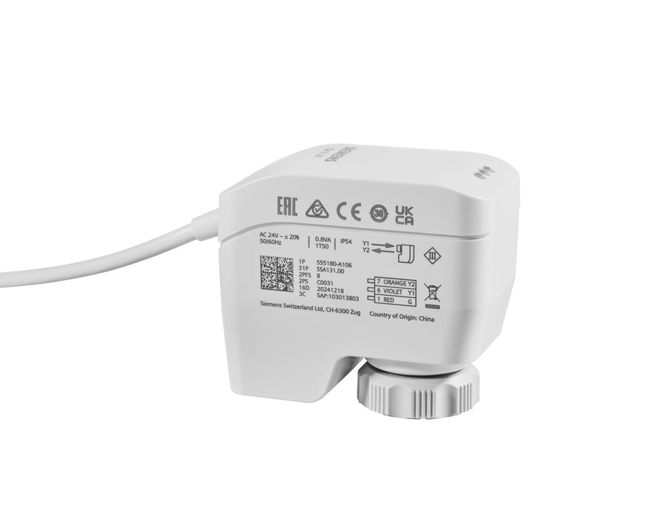 Siemens SSA131.00 Valve Actuator, 100N, 6.5mm Stroke, AC 24V, 3-Pos, NSR (S55180-A106) - BASIC
