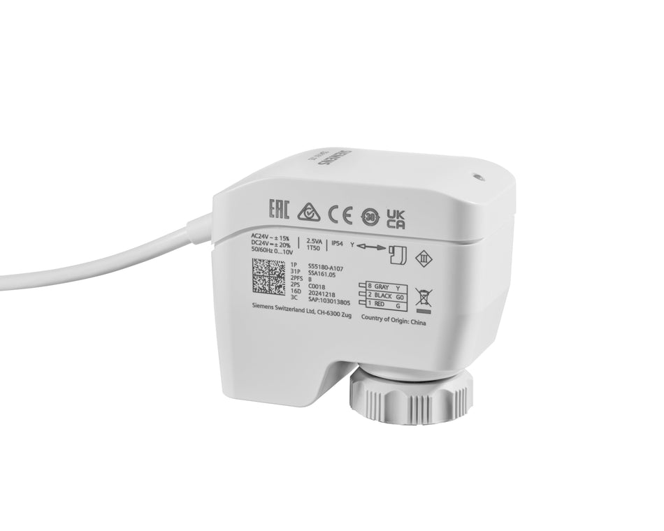 Siemens SSA161.05 Valve Actuator, 100N, 6.5mm Stroke, AC/DC 24V , DC 0...10 V, NSR (S55180-A107) - BASIC