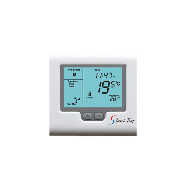 Smart Temp SMT-770 (Chameleon) multi function thermostat Heat/ Cool or Heat Pump Multi stage – 3 Speed Fan, 7 day programmable time clock, manual mode, Modbus interface, 24V powered