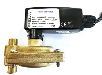 PPE2.AA Differential Pressure Switch, Fixed, Liquid, 0.1bar ;ON @ 10kPa; OFF @ 8kPa.