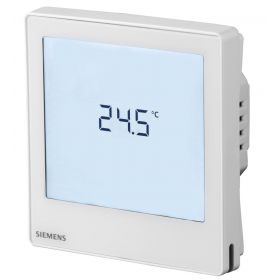 Siemens RDF800 Semi-Flush Mount Room Thermostat, Fan Coil, Backlit LCD, H/C, AC 230V, Auto or Man.C/Over, 3 Speed Fan, On/Off or 3-Pos Outputs, Round Conduit Box (S55770-T396)