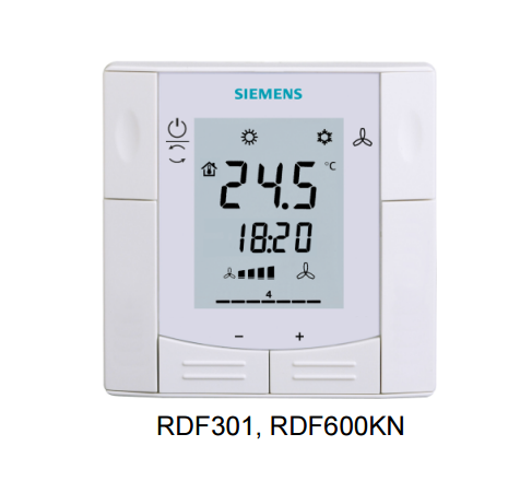 Siemens RDE410/EH Semi-Flush Room Thermostat for Electric Floor, Heat, AC 230V, 7-Day Time Switch, On/Off Output (S55770-T333)