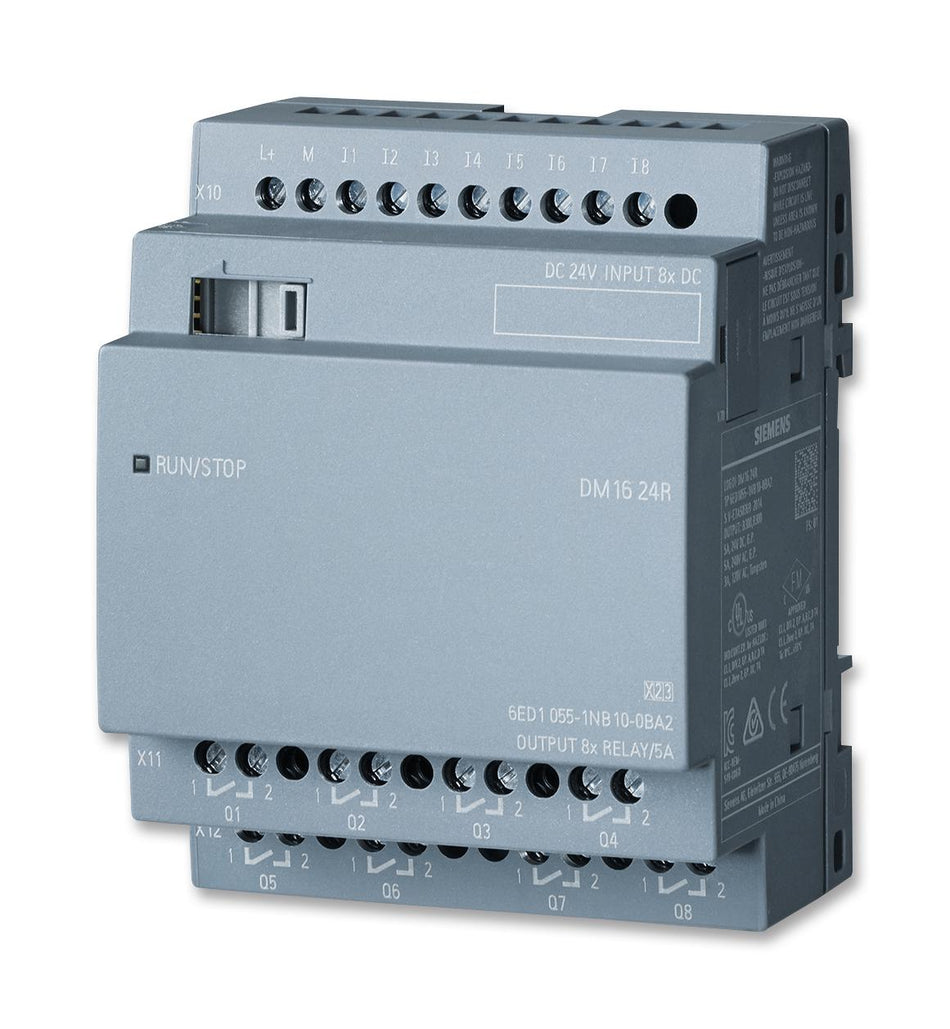 Siemens 6ED1055-1NB10-0BA2 LOGO! DM16 24R, Expansion Module, DC 24V, 8 DI, 8 Relay (Series 8)