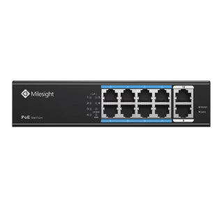 Milesight MS-S0208-EL 8-Port PoE Ethernet Switch, unmanaged, 10/100Mbps, IEEE 802.3af/at power for IP devices.