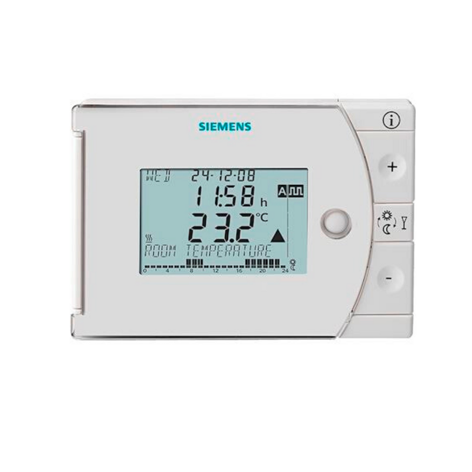 Siemens REV24 Room Thermostat, LCD, H/C, DC 3V Batt., 7-Day T/Switch, 3 Comfort Phases, 5 Operating Modes