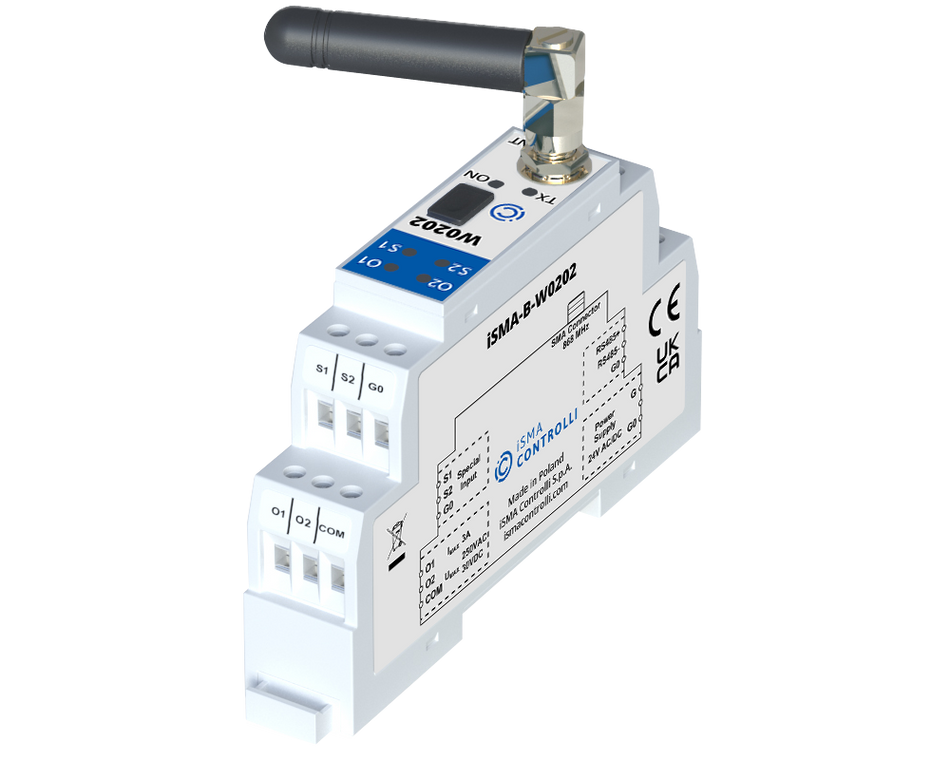 iSMA-B-W0202 Wireless Bridge for  Modbus RTU/ASCII with 2SI and 2DO