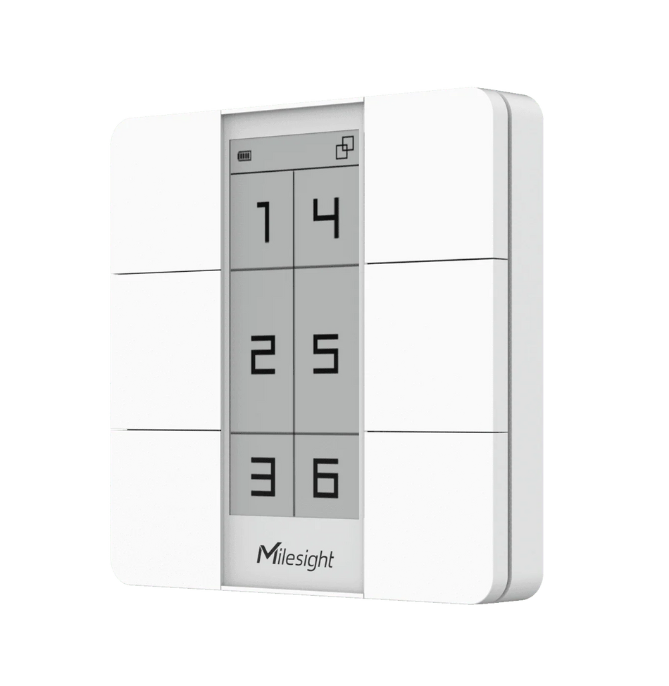 Milesight WS156 Wireless Wall Switch, LoRaWAN AU915, multi-function wall switch for lighting and automation control.