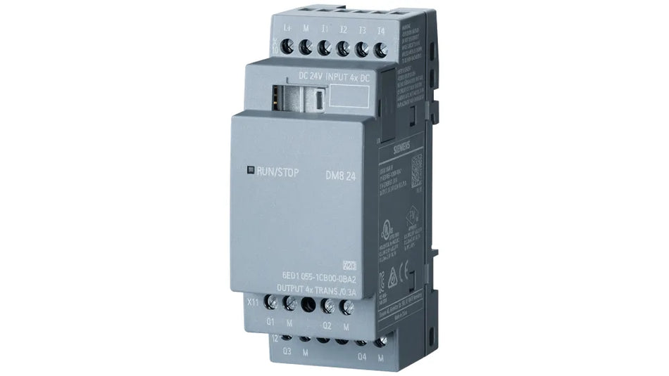 Siemens 6ED1055-1HB00-0BA2 LOGO! DM8 24R Expansion Module, AC/DC 24V, 4 DI, 4 Relay (Series 8 - with ethernet)