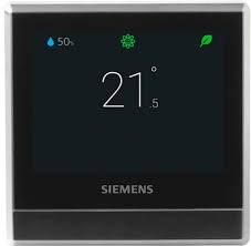 Siemens RDS110 Smart Room Thermostat, Heat, Backlit Touch Screen, AC 230V, On/Off Output, WiFi, AQ indication & Green Leaf function  (S55772-T100)