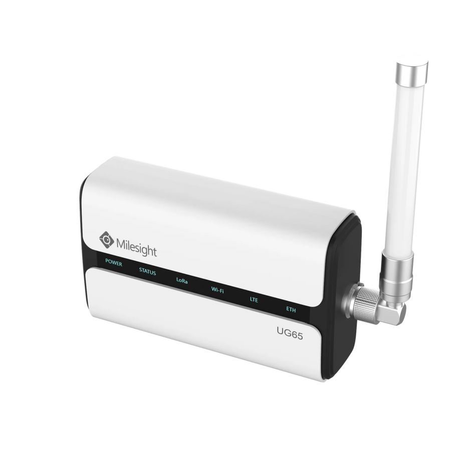 Milesight UG65 Outdoor LoRaWAN Gateway, AU915, IP65 8?channel gateway with LTE backhaul; external antenna version.