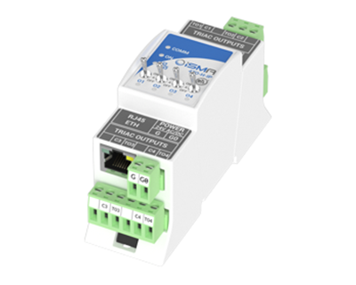 iSMA-B-4TO-H I/O module with Modbus RTU/ASCII or BACnet MSTP communication. 1xRS485