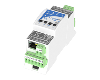iSMA-B-4U4A-H-IP I/O module with Modbus TCP/IP (with built in Modbus Gateway to RS485) or BACnetIP communication