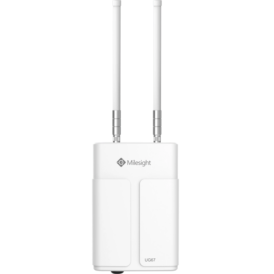 Milesight UG67 Outdoor LoRaWAN Gateway, AU915, IP67 8?channel gateway with LTE backhaul for wide-area deployments.