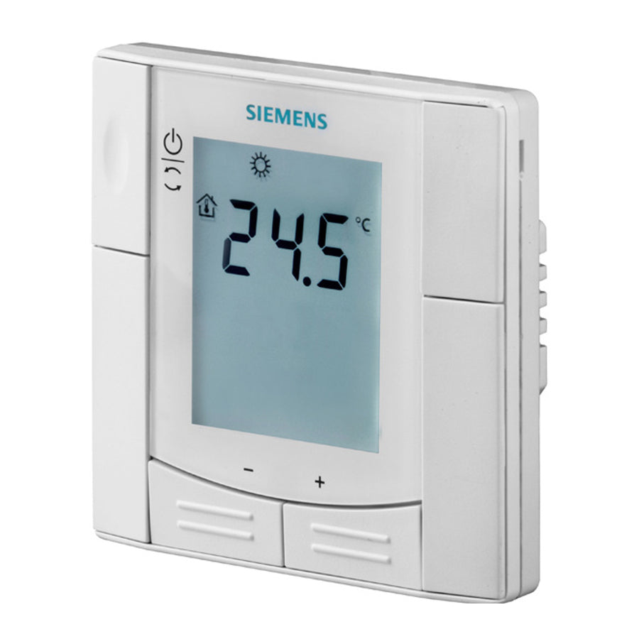 Siemens RDF300.02 Semi-Flush Mount Room Thermostat, Fan Coil, Backlit LCD, H/C, AC 230V, Auto or Man.C/Over, 3 Speed Fan, On/Off or 3-Pos Outputs
