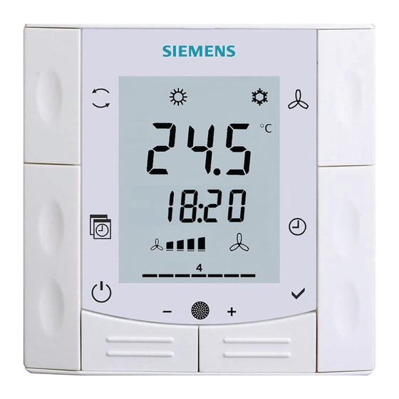 Siemens RDF340 Semi-Flush Mount Room Thermostat, Fan Coil, LCD, H/C, AC 24V, Manual C/Over, 3 Speed Fan, 0…10V Output