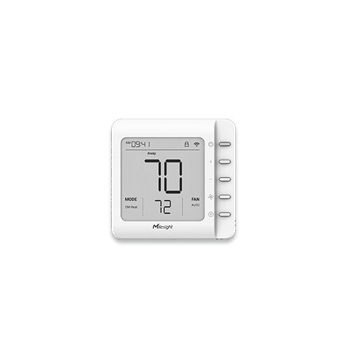 Milesight WT201 Smart Thermostat, LoRaWAN AU915, HVAC controller for heat/cool systems with scheduling and remote management.